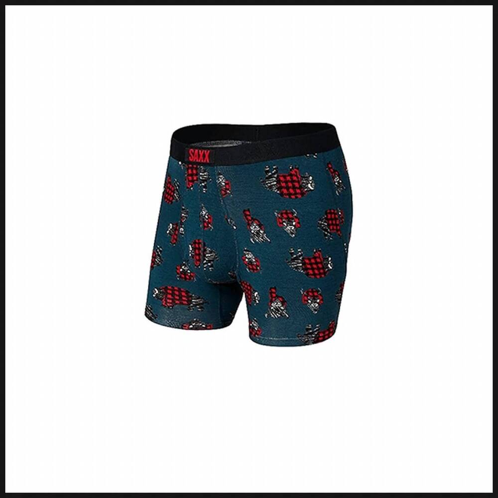 NEW SAXX men's ultra boxer brief in storm blue buffalo check